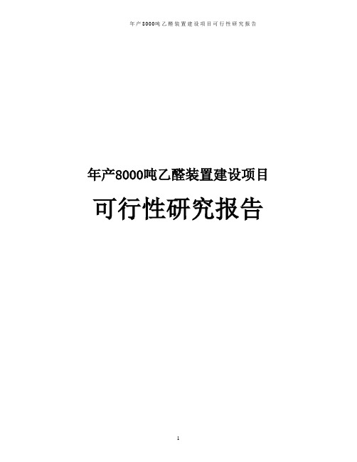 年产8000吨乙醛装置建设项目可行性研究报告