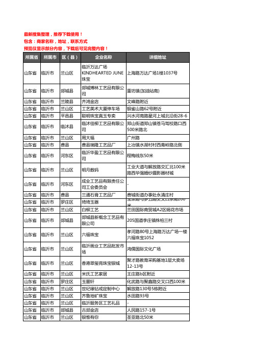 新版山东省临沂市工艺品企业公司商家户名录单联系方式地址大全1156家
