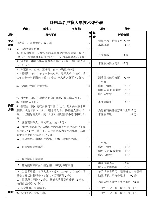 床上更单评价标准