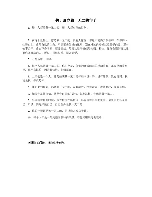 关于形容独一无二的句子