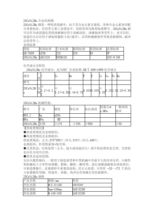 20CrNi2Mo圆钢介绍