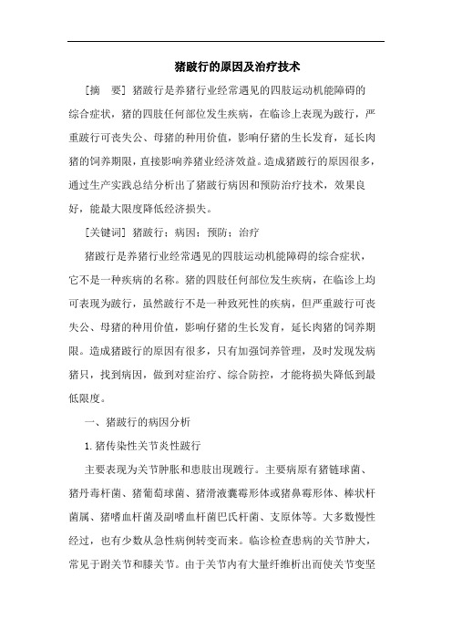 猪跛行的原因及治疗技术论文