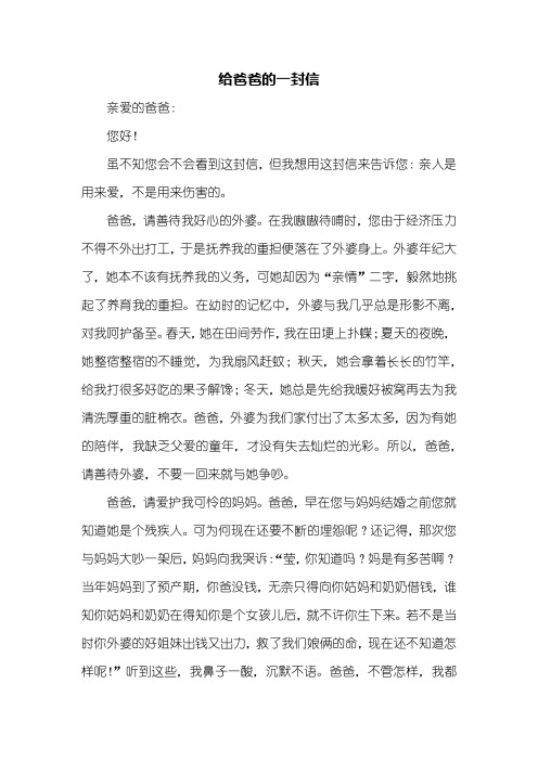 写信作文：给爸爸的一封信作文800字_2