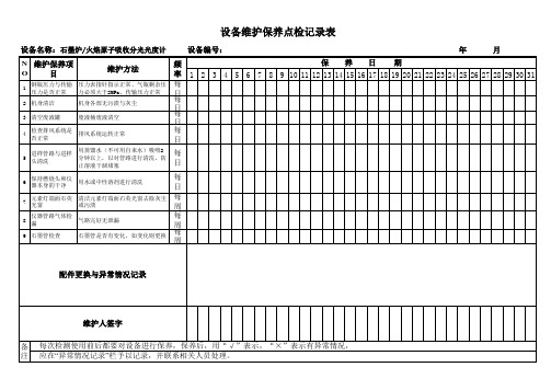 仪器设备维护保养记录