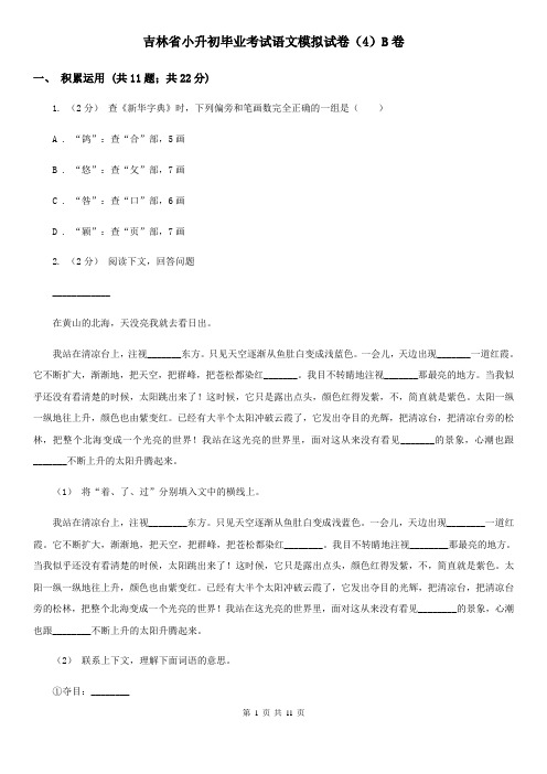 吉林省小升初毕业考试语文模拟试卷(4)B卷