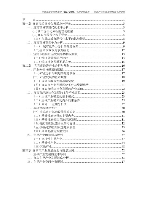 宜宾市经济产业发展规划报告