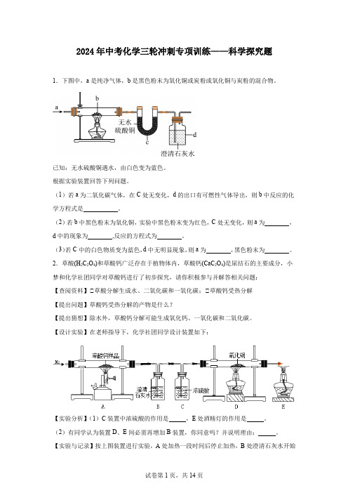2024年中考化学三轮冲刺专项训练——科学探究题