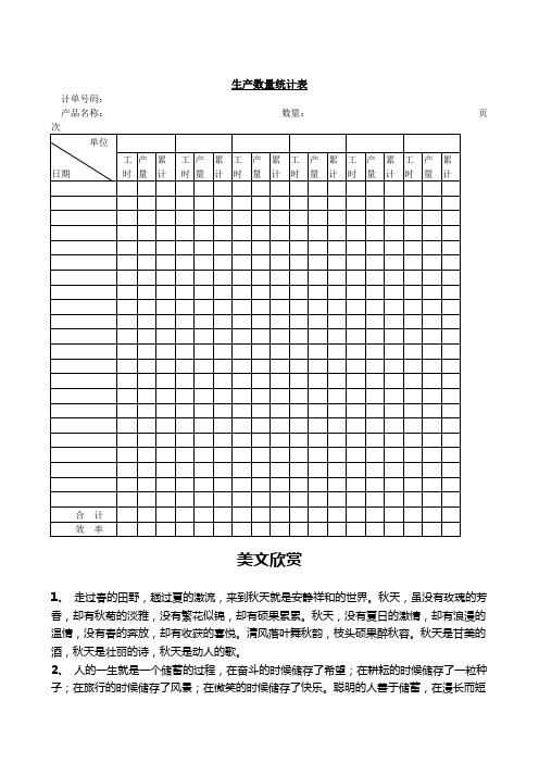 生产数量统计表