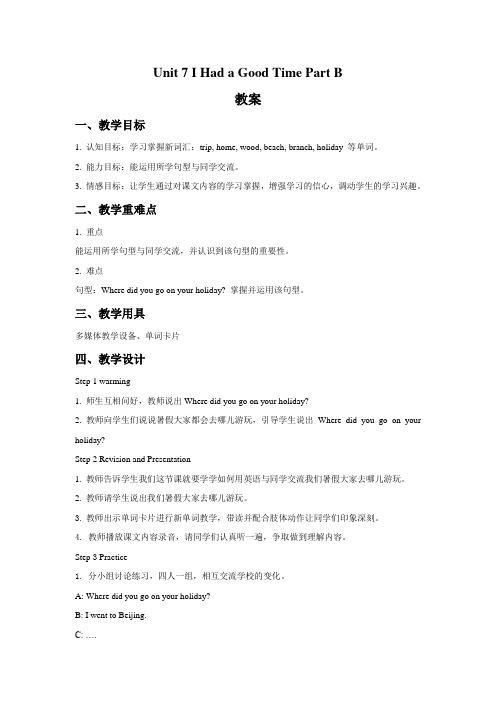 Unit 7 I Had a Good Time Part B 教案