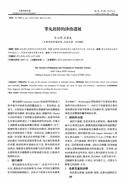 睾丸扭转的诊治进展