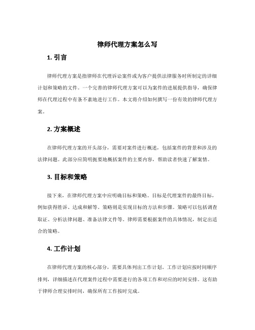 律师代理方案怎么写