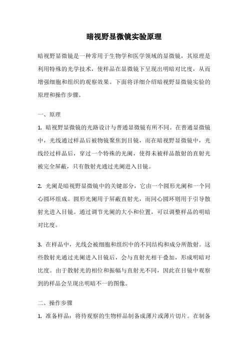 暗视野显微镜实验原理