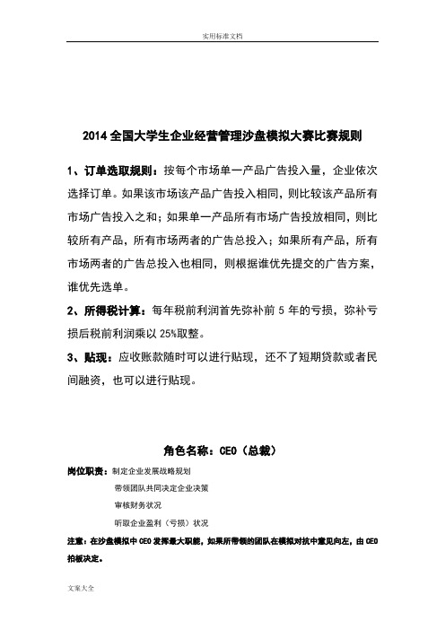 ITMC沙盘比赛经营规则