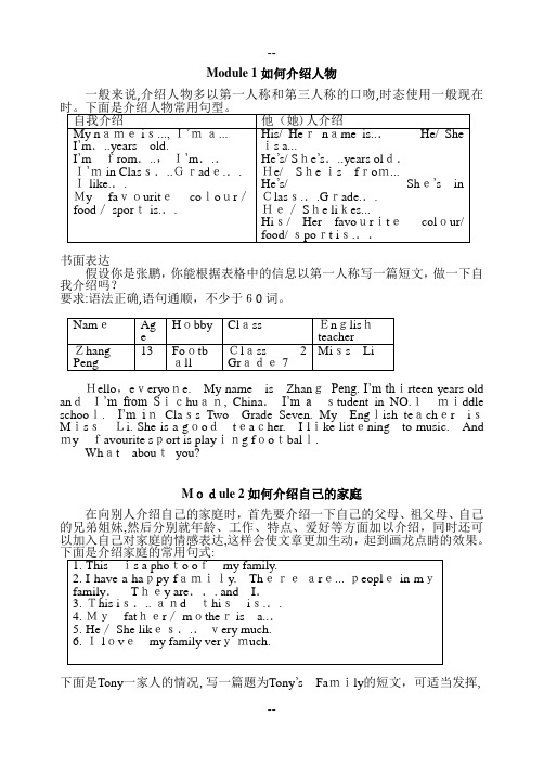 外研-七上M-1-10作文范文