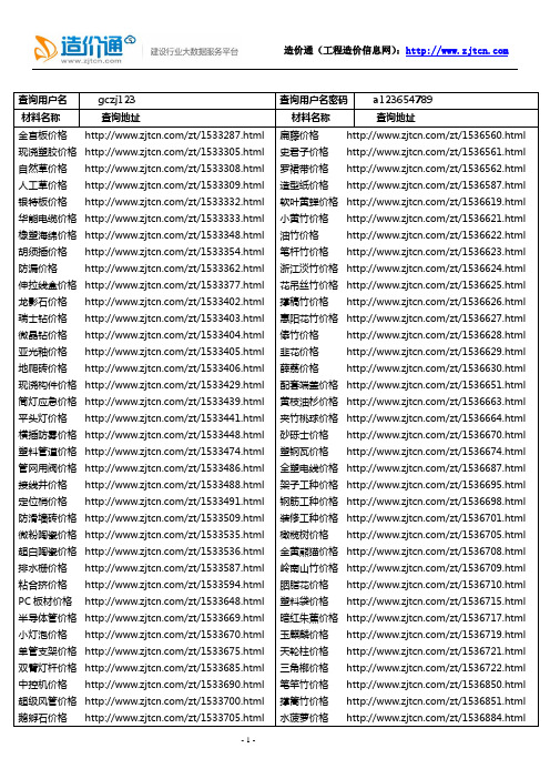 工程造价,工程造价信息网材料价格资源库十(造价通内部重要文档)