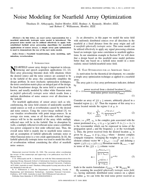 Noise modeling for nearfield array optimization