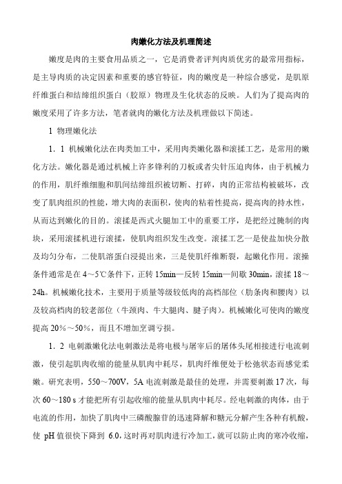 肉嫩化方法及机理简述