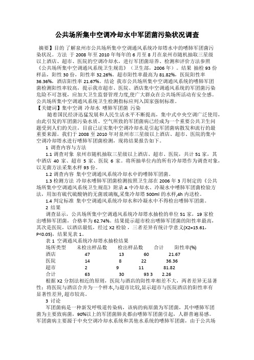 公共场所集中空调冷却水中军团菌污染状况调查