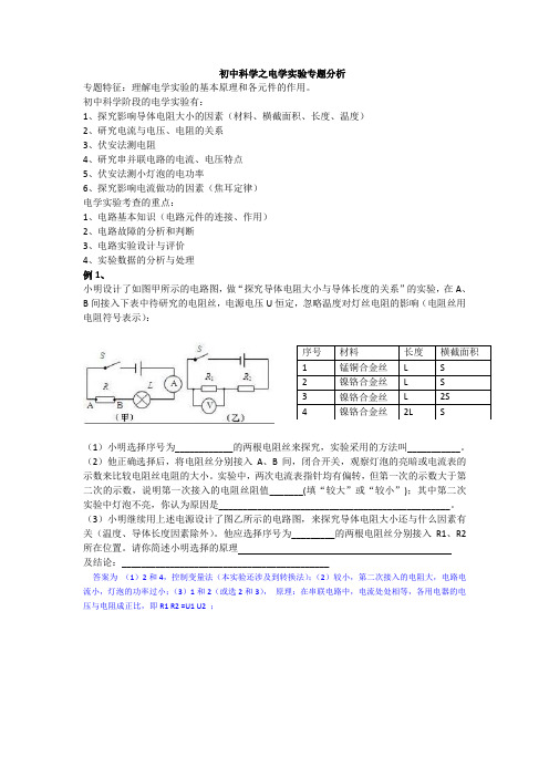 浙江中考—物理模块之电学实验分析
