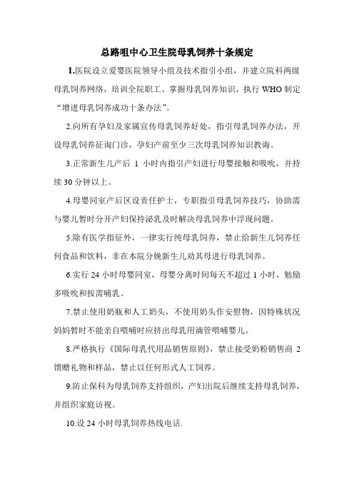 母乳喂养十条规定样本