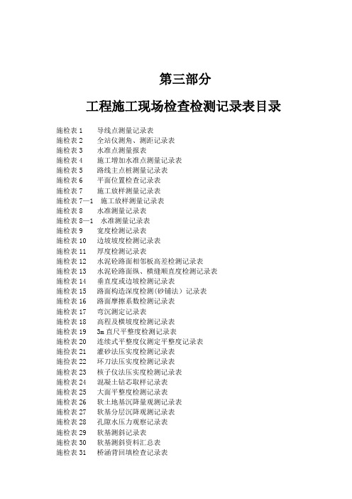 公路工程施工表格(第三册)(测量及隧道表)【模板范本】