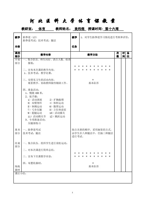 跆拳道16教案