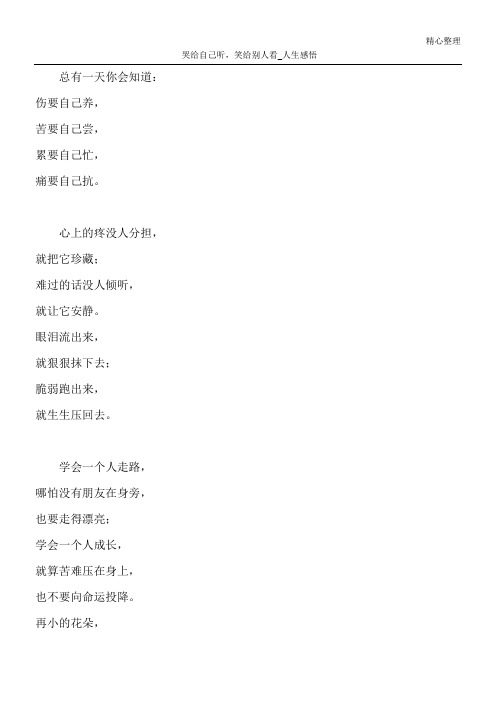 哭给自己听,笑给别人看_人生感悟