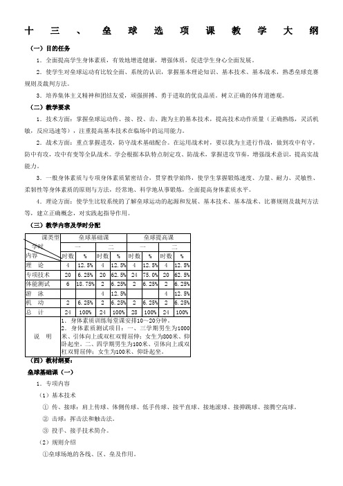 课程教学大纲(垒球)(1)