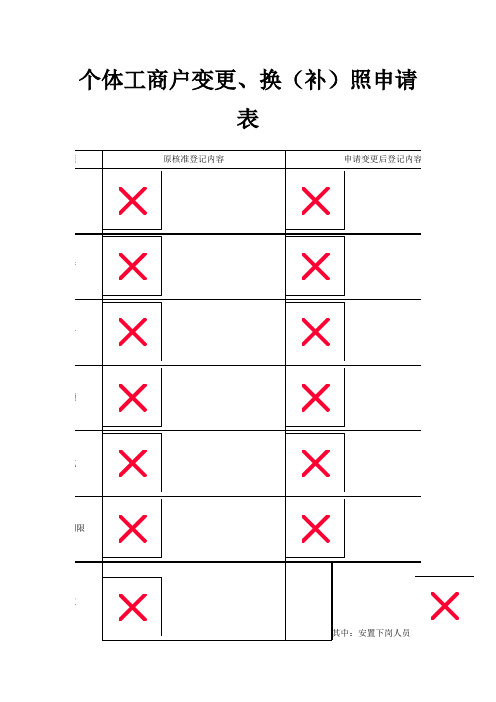 个体工商户变更、换(补)照申请表