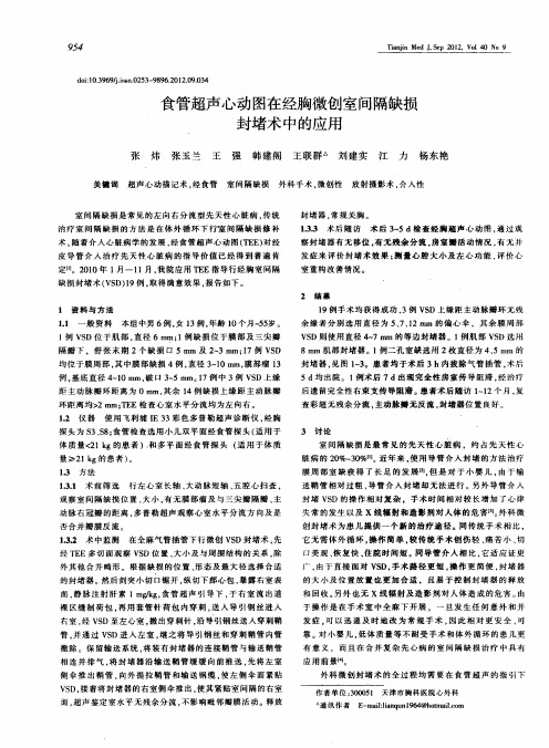 食管超声心动图在经胸微创室间隔缺损封堵术中的应用