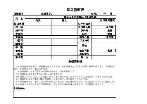 院总值班表