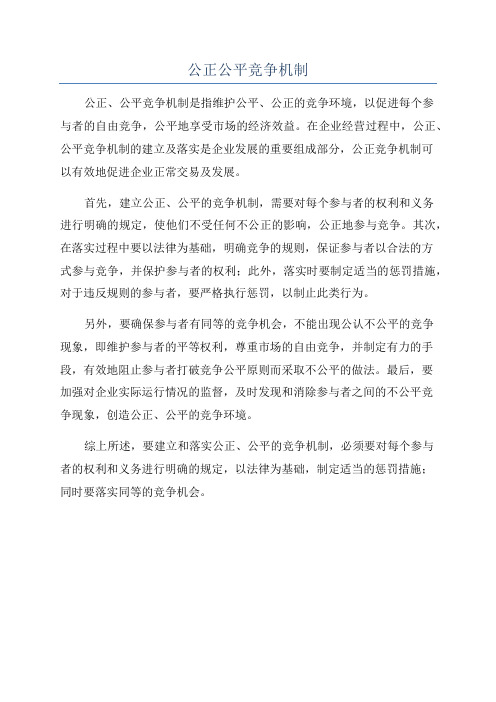 公正公平竞争机制