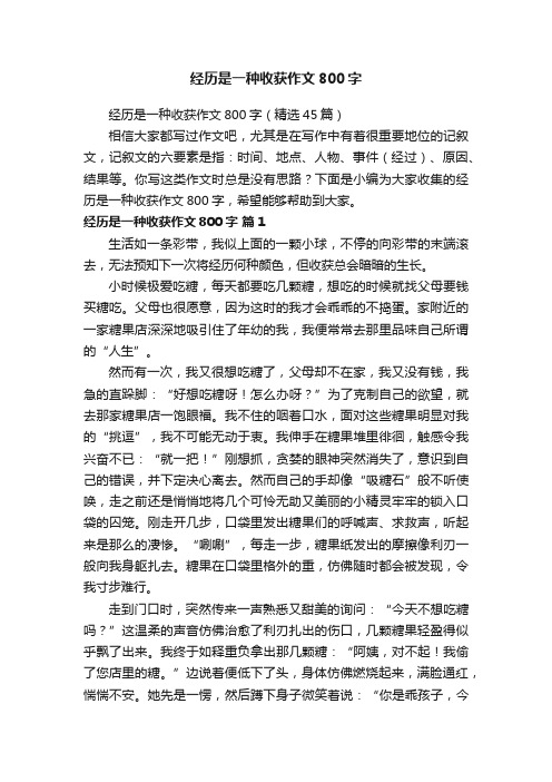 经历是一种收获作文800字（精选45篇）