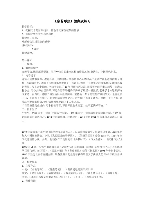 《命若琴弦》教案及练习