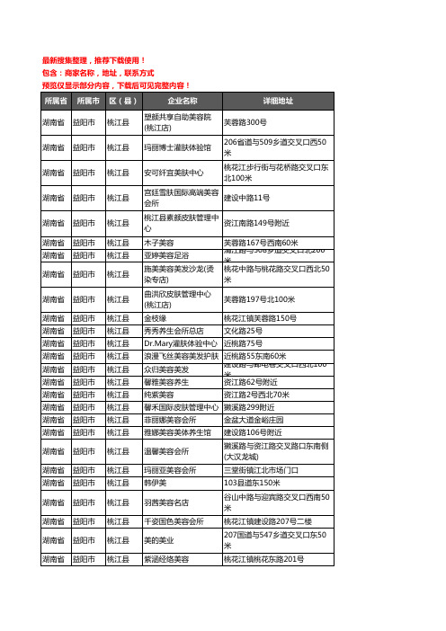 新版湖南省益阳市桃江县美容院企业公司商家户名录单联系方式地址大全83家