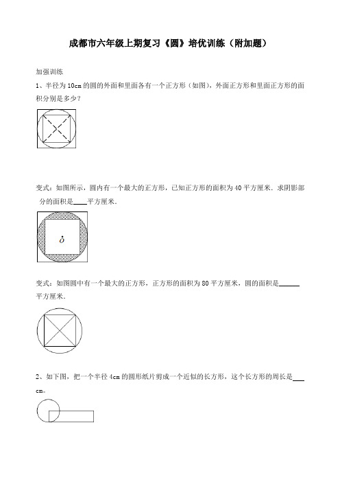 新北师大版六年级上册数学复习《圆》培优训练(附加题)