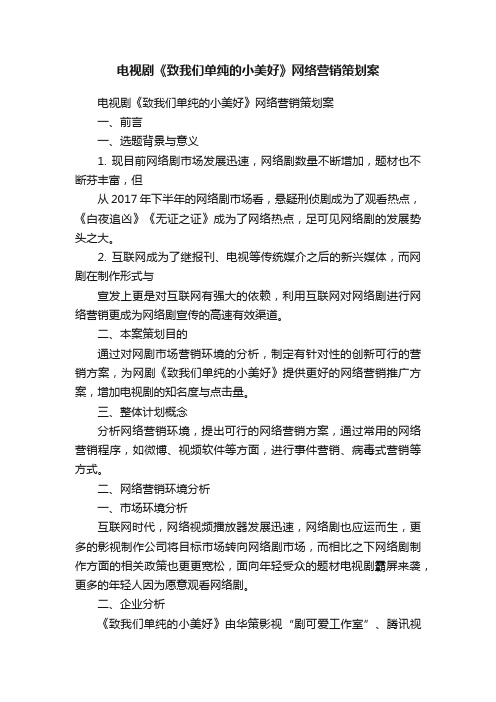 电视剧《致我们单纯的小美好》网络营销策划案