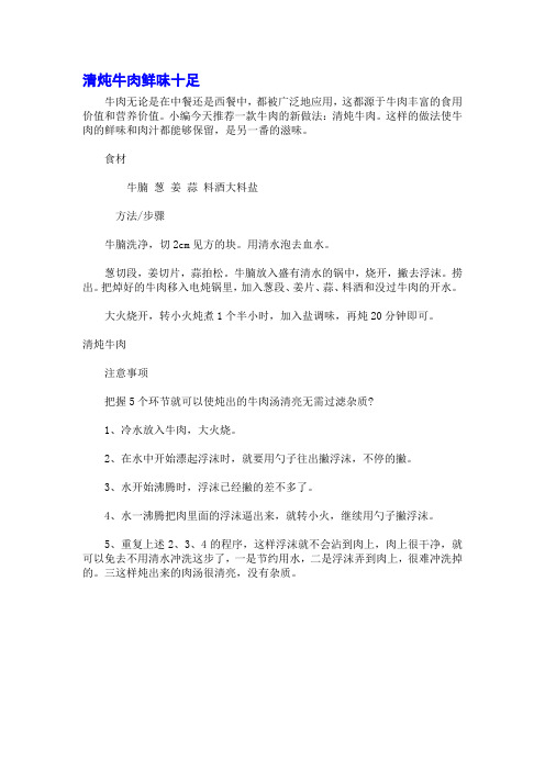 清炖牛肉鲜味十足