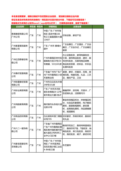 新版全国广州家纺工商企业公司商家名录名单联系方式大全60家