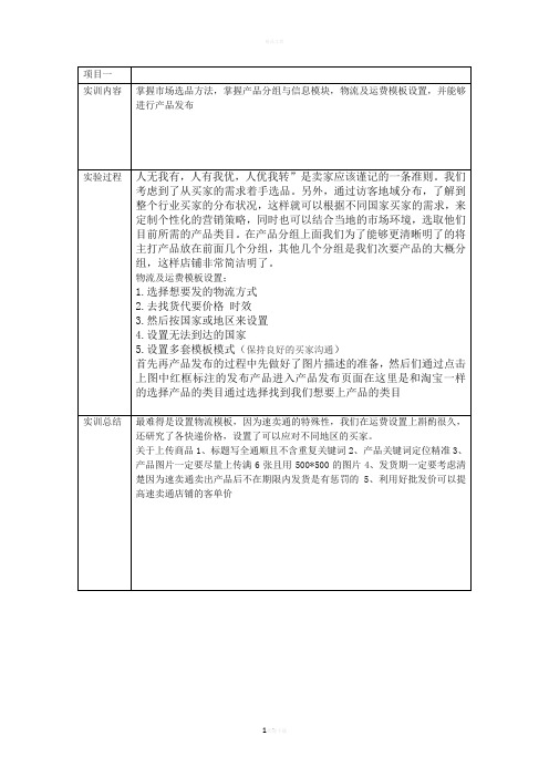 速卖通实训作业与总结