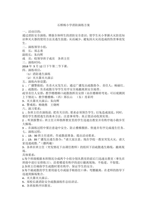 石桥杨小学消防演练方案图片总结