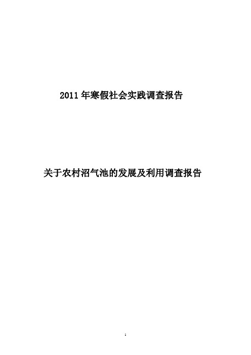关于农村沼气池的发展及利用调查报告(1)
