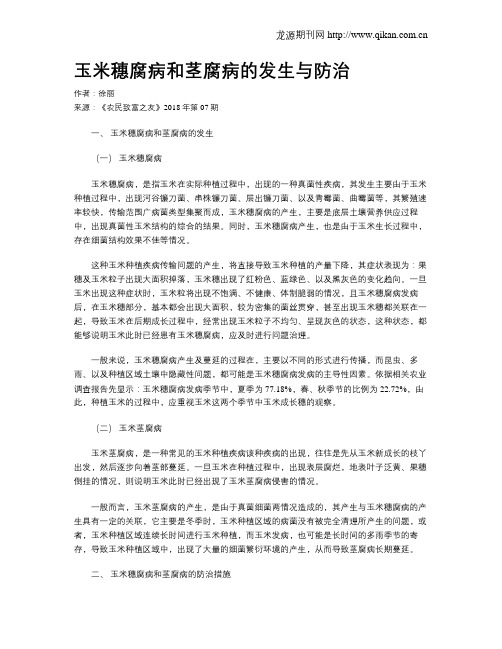 玉米穗腐病和茎腐病的发生与防治