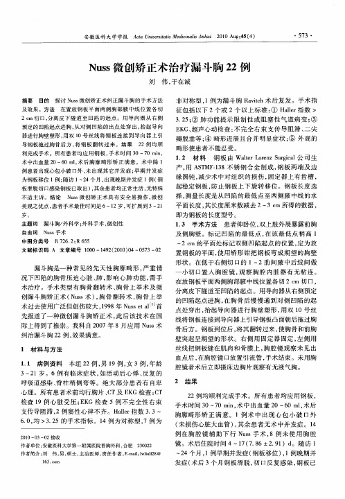 Nuss微创矫正术治疗漏斗胸22例