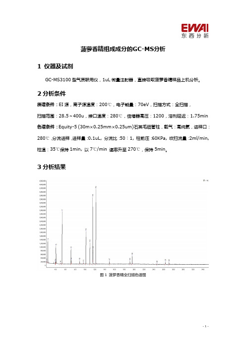 菠萝香精组成成分的GC-MS分析1仪器及试剂2分析条件3分析结果