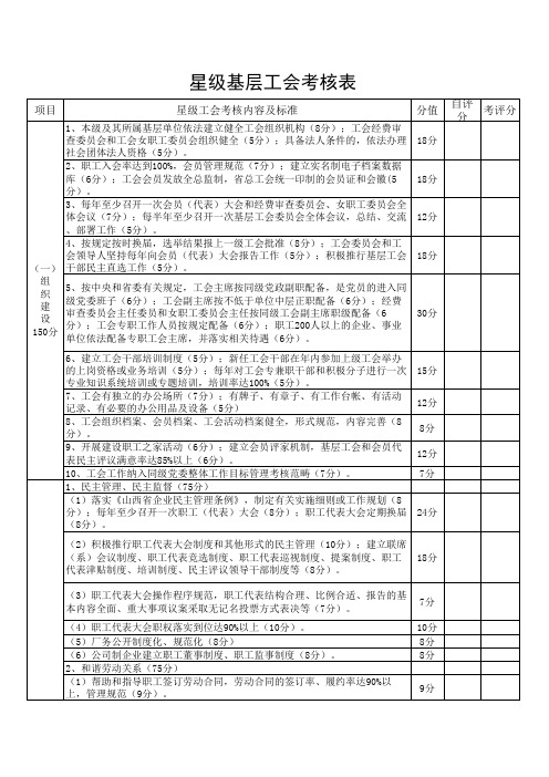 星级基层工会考核表