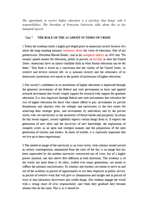 unit 7 the Role of the Academy in Times of Crisis