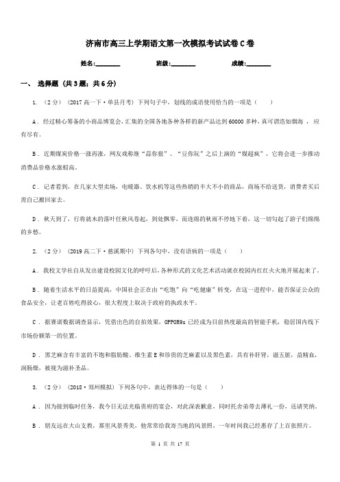 济南市高三上学期语文第一次模拟考试试卷C卷