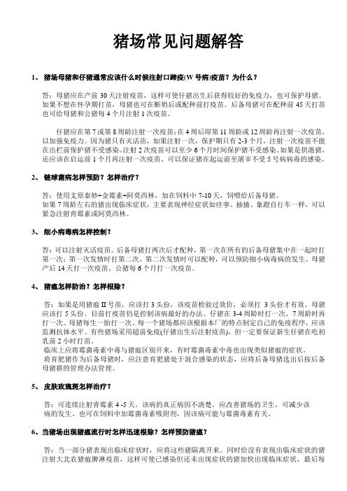 猪场常见的问题的解答