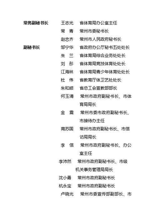常务副秘书 王志光 省体育局办公室主任